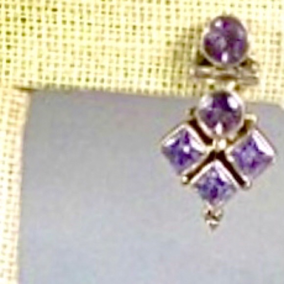 Vintage Amethyst 925 Sterling Silver Earrings - Picture 9 of 9